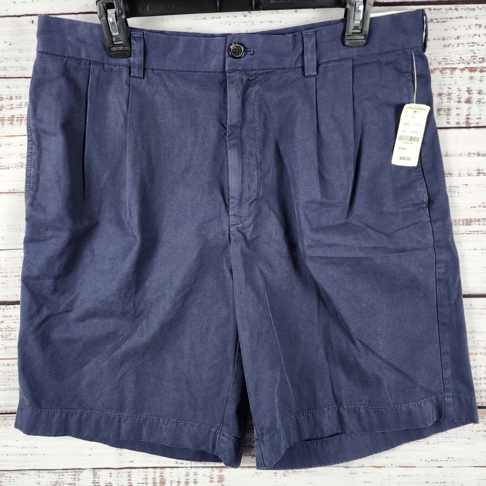 NWT Brooks Brothers 1818 Pleated Chino Shorts Size 35 Classic Fit Navy Blue
